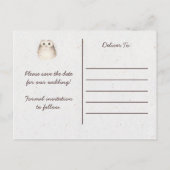 Boho Owl Feather Library Kaart Bewaar de datum | (Achterkant)