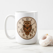 Boho Owl Large Wall Clock