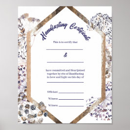 Boho paardebloem Pagan Handfasting Certificaat Poster