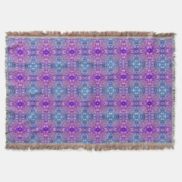 Boho Paars Blue Flower Pattern Throw Blanket Deken