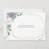 Boho Paars en Groen Succulent Dank u (Achterkant)