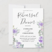 Boho Paars Floral Rehearsal Dinner Kaart (Voorkant)