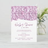 Boho Paars Ikat Baby shower per post Kaart (Staand voorkant)