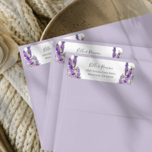 Boho Paars Lavendel Retouradres Huwelijkslabel Etiket