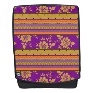 Boho Paars Mustard Yellow Floral Pattern Rugtassen