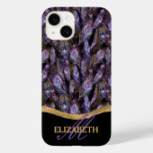 Boho Paars Peacock Feathers Monogram Case-Mate iPhone Case (Achterkant)