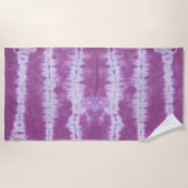 Boho Paarse Abstracte Tie Dye Pattern Beach Towel Strandlaken (Voorkant)