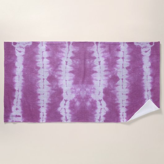 Boho Paarse Abstracte Tie Dye Pattern Beach Towel Strandlaken (Voorkant)
