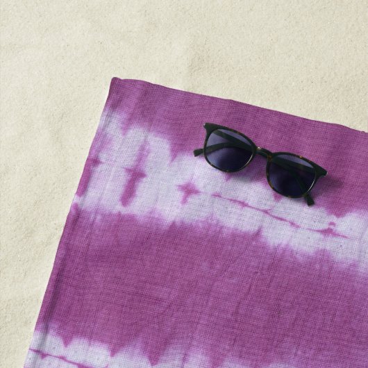 Boho Paarse Abstracte Tie Dye Pattern Beach Towel Strandlaken (In situ)
