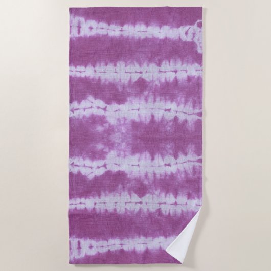 Boho Paarse Abstracte Tie Dye Pattern Beach Towel Strandlaken (Voorkant)