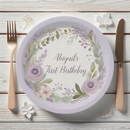 Boho Paarse Bloemen Papier Borden Papieren Bordje