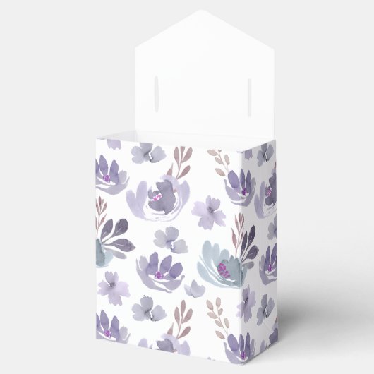Boho Paarse Bloemen Waterverf Bruiloft Bedankdoosjes (Geopend)