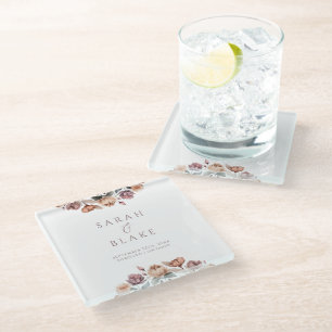 Boho Paarse bloementuin huwelijksgunst Glazen Onderzetter