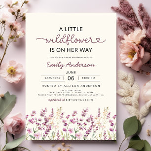 Boho Paarse een beetje Wildflower Baby shower Kaart