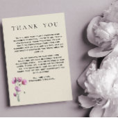 Boho Paarse Floral en Antiek papieren bruiloft Bedankkaart