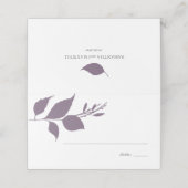 Boho Paarse Foliage Bruiloft Plaats Kaart (Buitenkant ongevouwen)