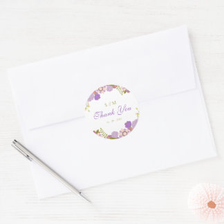 Boho Paarse Groene Partij Voorkeuren Bloemenbruilo Ronde Sticker