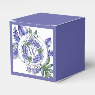 Boho Paarse Groene tropische bladeren bruiloft b Bedankdoosjes
