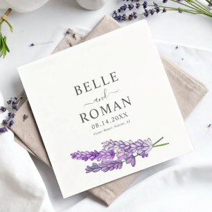 Boho Paarse Lavendel Waterverf Trouw Servet