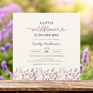Boho Paarse Lila een beetje Wildflower Baby shower Kaart
