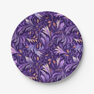 Boho paarse loof papieren bordje