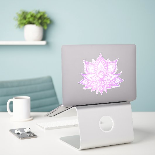 Boho Paarse Lotus Bloem Sticker (Laptop op bureau)