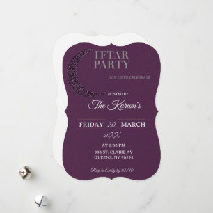 Boho Paarse Minimalistische Moskee Ramadan Iftar F Feestdagenkaart