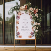 Boho Paarse Neutral Floral Wedding Welkomstbord Poster