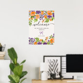 Boho Paarse Sinaasappel Bloemen Bruids Welkom Poster (Thuiskantoor)