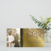 Boho Paarse Spirals Elegant Classy Wedding Foto Bedankkaart (Staand voorkant)