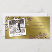 Boho Paarse Spirals Elegant Classy Wedding Foto Bedankkaart (Achterkant)