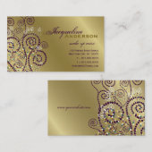  Boho Paarse Spirals Golden Profile Card Visitekaartje (Voorkant / Achterkant)