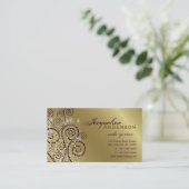  Boho Paarse Spirals Golden Profile Card Visitekaartje (Staand voorkant)
