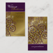 Boho Paarse Spirals Golden Profile Card Visitekaartje (Voorkant / Achterkant)