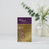 Boho Paarse Spirals Golden Profile Card Visitekaartje (Staand voorkant)