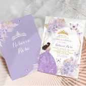 Boho Paarse Vlinder Mexicaans Prinses Quinceañera Kaart