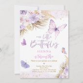 Boho Paarse Vlinder Pampas Gras Verjaardagsfeestje Kaart (Voorkant)