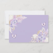 Boho Paarse vlinder Princesa Quinceañera RSVP Kaartje (Achterkant)