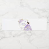 Boho Paarse vlinder Princesa Quinceañera Waterfles Etiket (Enkel label)