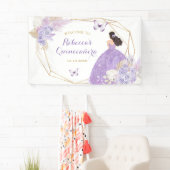 Boho Paarse Vlinder Prinses Quinceañera Groot Spandoek (Insitu)