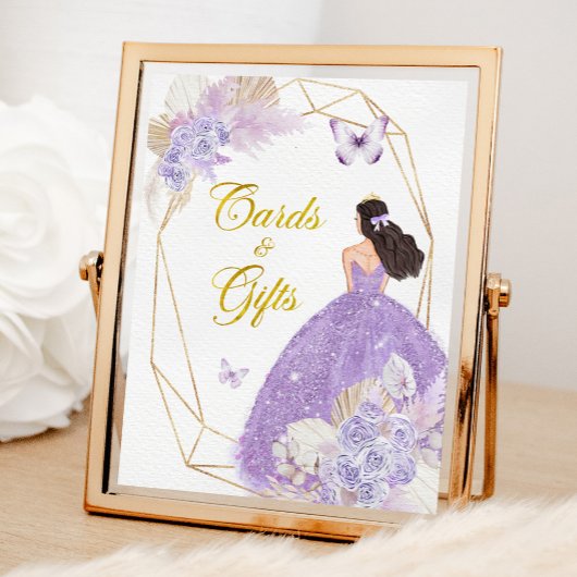 Boho Paarse Vlinder Quinceañera Kaarten en geschen Poster