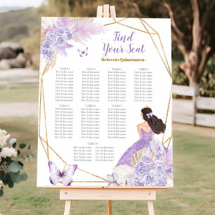 Boho Paarse Vlinder Quinceañera Zitkaart Poster