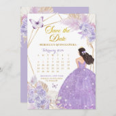 Boho Paarse vlinder XV De datumkalender opslaan Kaart (Voorkant / Achterkant)