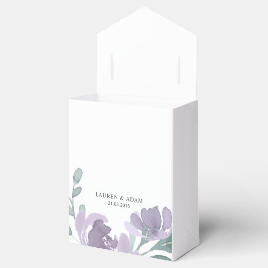 Boho Paarse Waterverf bloemenbruiloft Bedankdoosjes (Geopend)