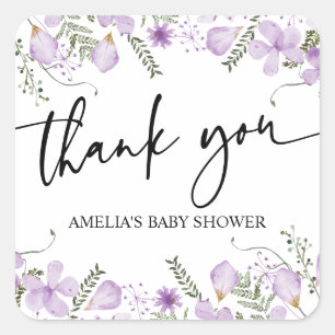 Boho Paarse Wildbloemen Baby shower Favors Sticker