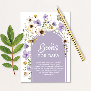 Boho Paarse Wildflower Meadow Boeken voor Baby Informatiekaartje