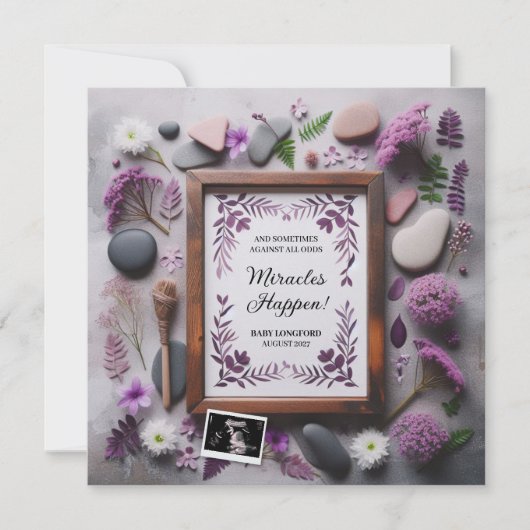 Boho Paarse zwangerschapsaankondiging digitaal Aankondiging (Voorkant)