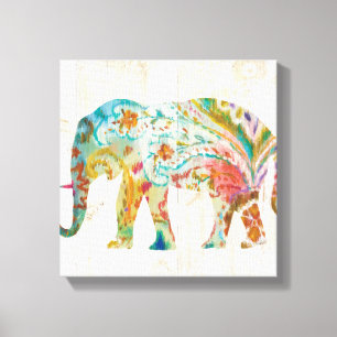 Boho Paisley Elephant II Canvas Afdruk