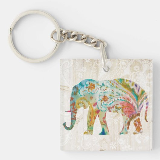 Boho Paisley Elephant II Sleutelhanger (Voorkant)