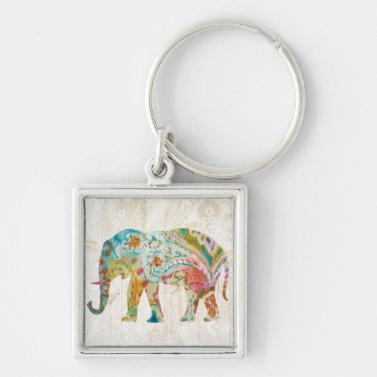Boho Paisley Elephant II Sleutelhanger (Voorkant)
